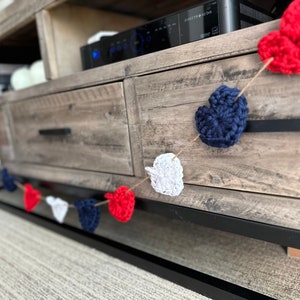 Fourth of July Crochet Heart Garland