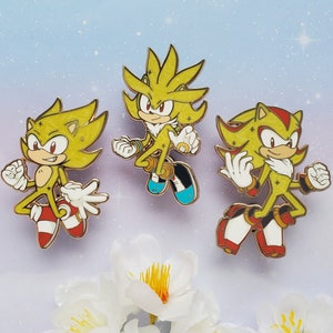 Super Shadow, Super Sonic, Super Silver - Sonic The Hedgehog - Silver The Hedgehog - Shadow The Hedgehog - Sonic Pins - Sonic Enamel Pins