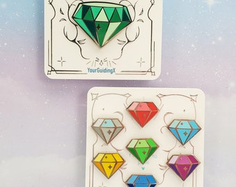 Chaos Emerald Filler Enamel Pins - Silver Enamel & all 7 different colors (Sonic Adventure/Frontiers/X) - Sonic Enamel Pins