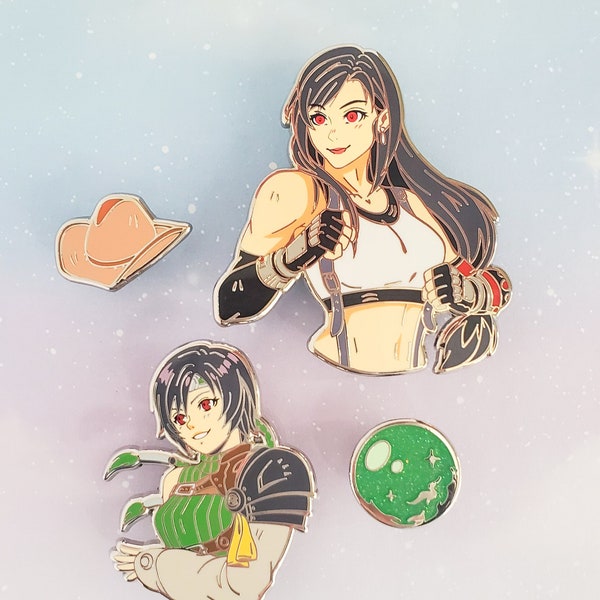 Épingles en émail Tifa & Yuffie - Final Fantasy 7 VIII Remake Rebirth - épingle Tifa Lockhart - épingle Tifa - épingle Yuffie