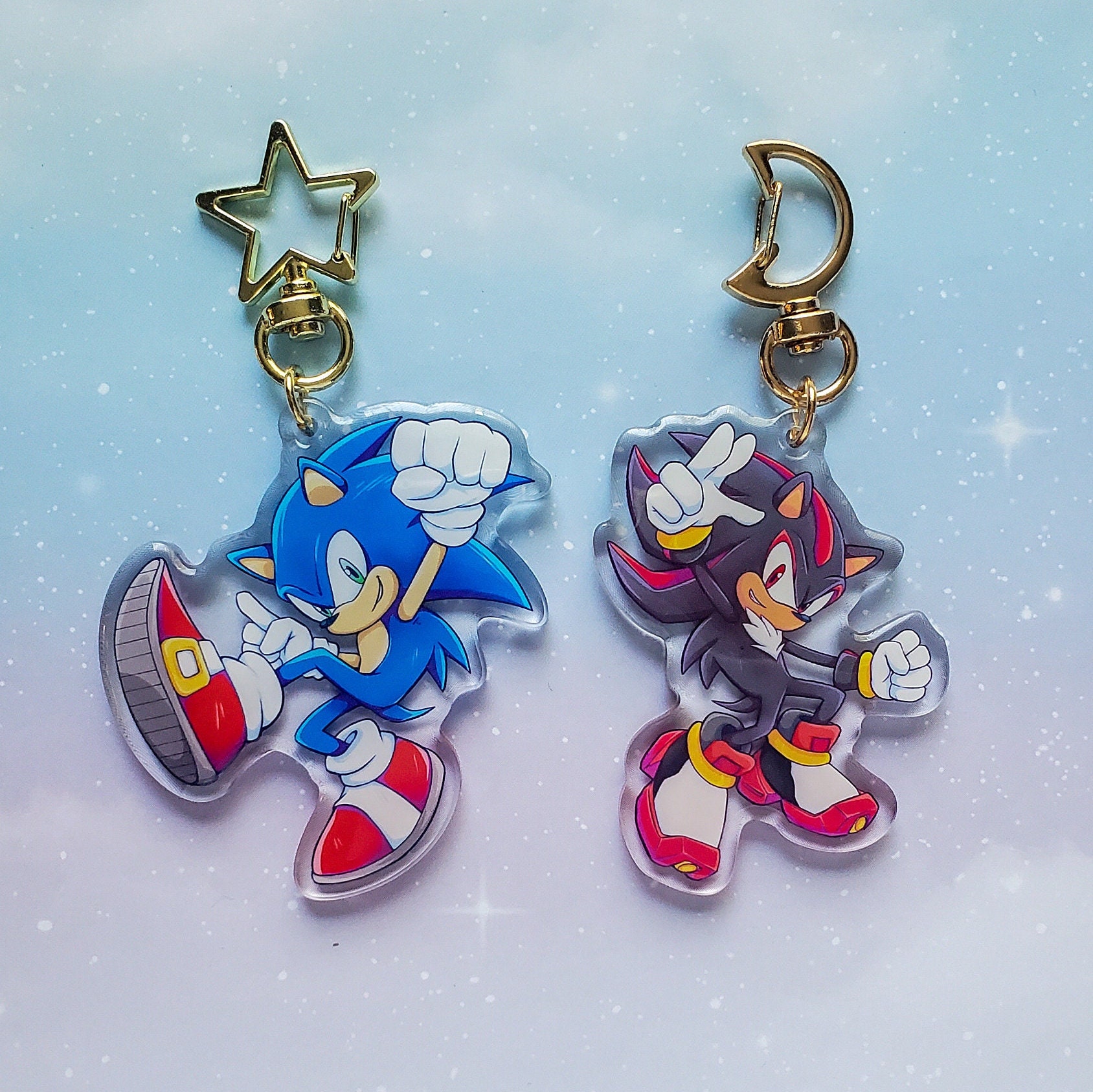 Shadow & Silver the Hedgehog 3 Clear Blue Acrylic Charm 