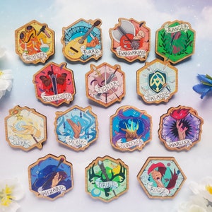 DnD Class Wooden Pins - DnD Class Emblems - Dungeons and Dragons - DnD Class Pins