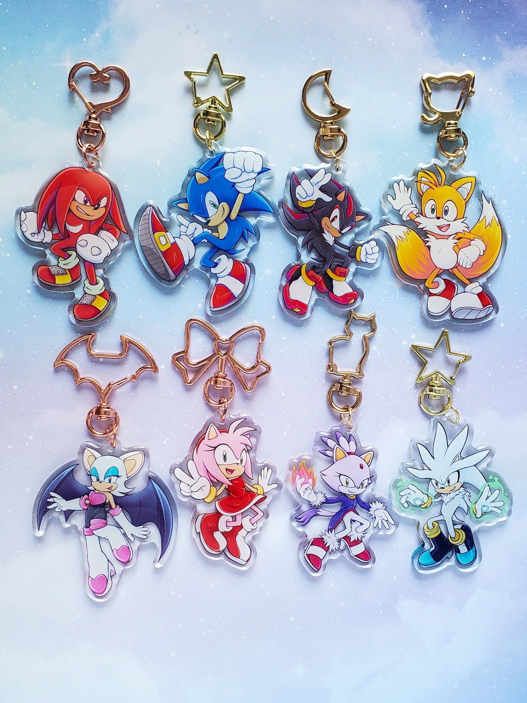 Sonic the Hedgehog Shadow, Knuckles, Tails, Amy, Rouge, Silver, Blaze  Acrylic Charms / Keychain 