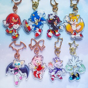 Sonic the Hedgehog Shadow, Knuckles, Tails, Amy, Rouge, Silver, Blaze  Acrylic Charms / Keychain 