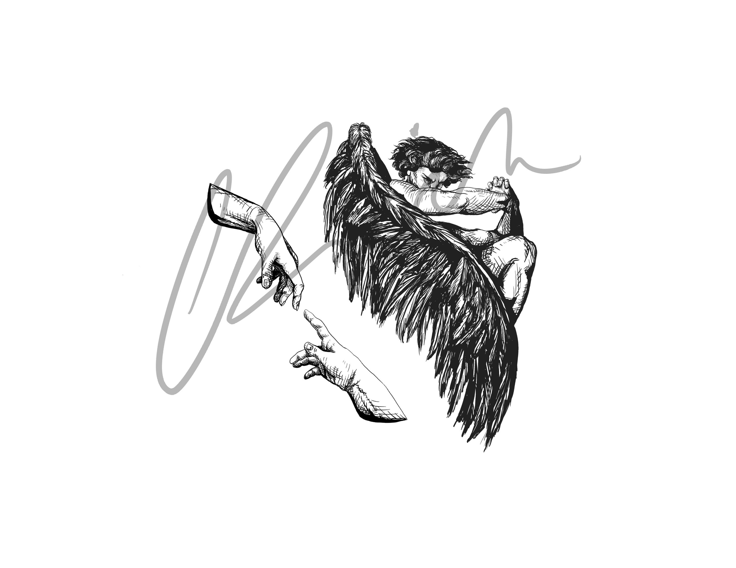 fallen angel tattoo drawing