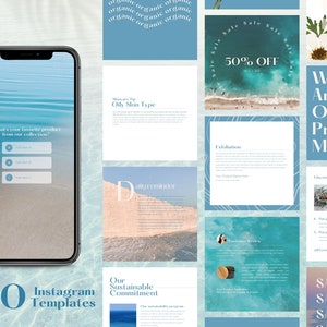 Instagram Template Skincare Blue - Instagram Story Template - Skincare Instagram Post - Health & Wellness - Custom Canva Template