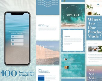 Instagram Template Skincare Blue - Instagram Story Template - Skincare Instagram Post - Health & Wellness - Custom Canva Template