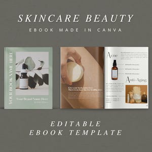 50+ Page Skincare Ebook Canva Template, Skincare Beauty Booklet Guide, Beauty Health Wellness Ebook, Beauty Guide Workbook, Client Handbook