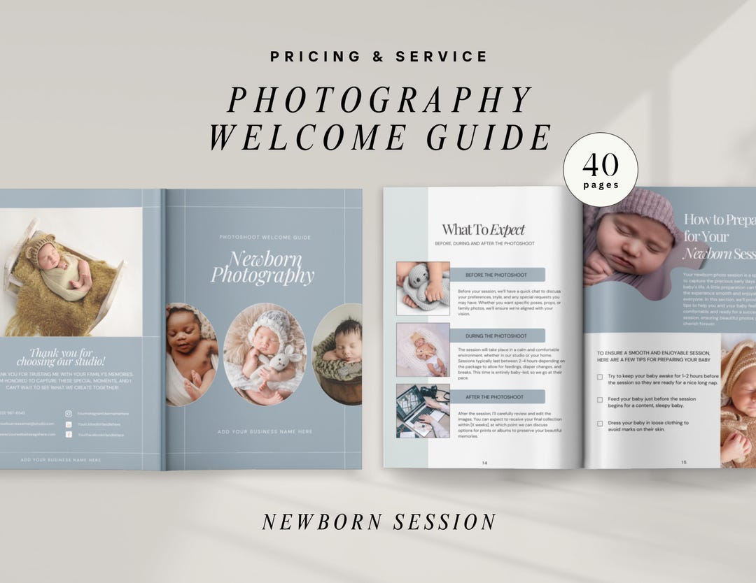 Photography Welcome Guide.pdf Newborn Photography Welcome Guide: Client Package Ebook Template (canva ...