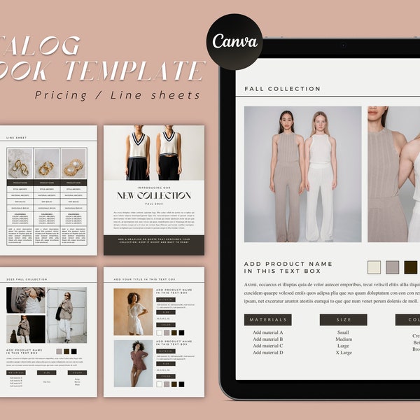 Catalog Template, Client Welcome Packet, eBook Template Canva, Wholesale Line Sheets Template, Price List Template, Magazine Template