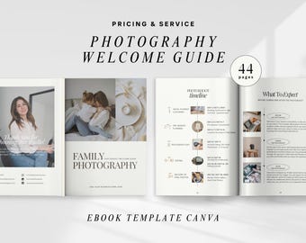 Photography Welcome Guide | Family Photography Session | Service & Pricing Template | Canva Template For Marketing | Client Management