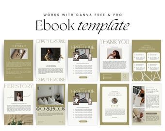 Coaching Digital Workbook Template | Editable Ebook Template Canva Green | Professional Service Guide Handbook For Freelancer & Entrepreneur