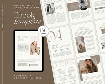 Ebook Template Canva, Editable Course Workbook, Coaching Lead Magnet, Elegant Brochure Brown, Digital Marketing Kit, Instant Download PDF
