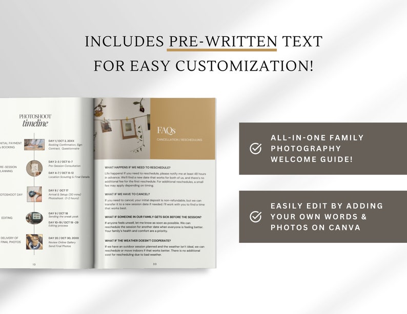 Photography Welcome Guide.pdf Family Photography Welcome Guide: Pricing & Service Canva Template - Etsy
