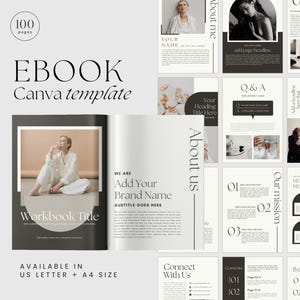 Editable eBook Template Canva | 100 Page Marketing Workbook for Small Business Branding | Digital Download Magazine & Coaching Guide