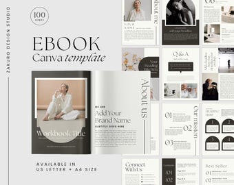 Editable eBook Template Canva | 100 Page Marketing Workbook for Small Business Branding | Digital Download Magazine & Coaching Guide