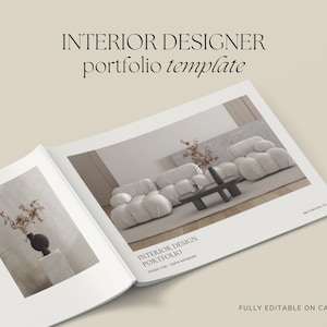 Modelo de Portfólio de Design de Interiores Canva | Layout Moderno e Minimalista | Portfólio Profissional | Modelo de Projeto Imobiliário | Modelo de Revista