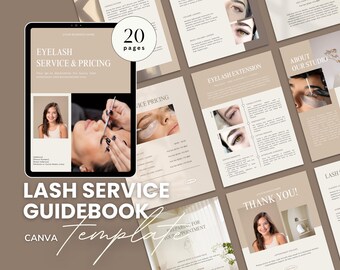 Beauty Salon Price list Template | Service Pricing Guide For Lash Technician Must Have | Lash Tec Client Welcome Guide Ebook Template Canva