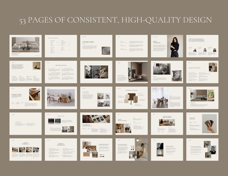 Interior Design Portfolio Canva Template | Minimal Modern Layout ...