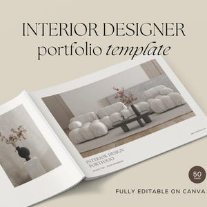 Modèle de portfolio de décoration d'intérieur Canvas | Présentation client modifiable | Décoratrice d'intérieur, ebook, lookbook dans l'immobilier | Téléchargement numérique