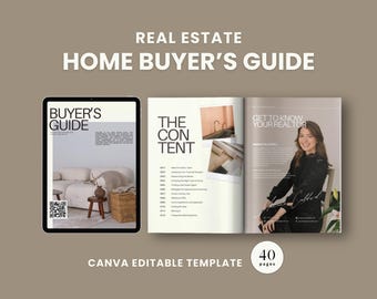 Real Estate Agent eBook Template Canva | Realtor Home Buyer Guide Marketing  Realtor Client Welcome Checklist | Brochure Flyer