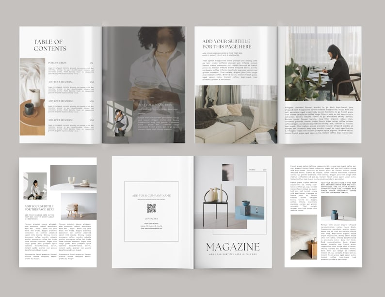 Subtitle Magazine Examples Minimalist Magazine Template Canva: Interior Design Ebook, Brochure ...