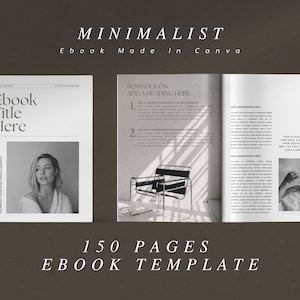 150 Pages Minimalist eBook Template Canva, Workbook Template, Course ebook, Magazine Template, Lead Magnet Template