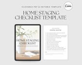 Home Staging Checklist Template Canva –  Clickable Checkboxes PDF | Realtor & Interior Designer Prep Guide for Home Sellers, Airbnb Hosts