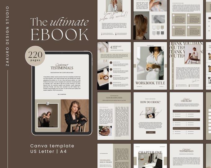 Featured listing image: Ebook Canva Template | Flipbook Template | Coaching Workbook  | Editable Lead Magnet | Branding & Marketing | Aesthetic Client Handbook