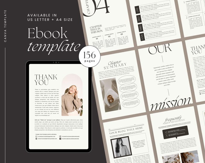 Featured listing image: Elegant Ebook Template Canva | Modern Coaching Template | Editable Workbook Canva Pro & Free Editable | Magazine Design | Digital Download