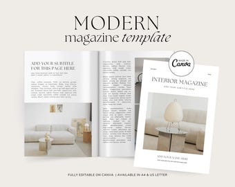 Interior Design Magazine Template Canva | Minimalist Ebook Template | Digital Marketing Brochure Template | Modern Workbook | Lead Magnet
