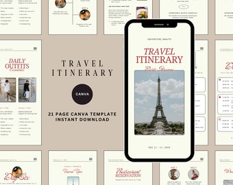 Mobile Travel Itinerary Template Canva, Trip Schedule, Girls Trip Itinerary, Digital Travel Guide, Travel Agent Marketing, Vacation Planning