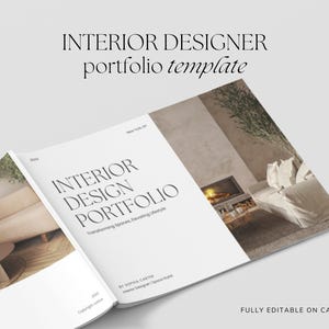 Portfólio de Design de Interiores | Modelo Canva para Designer de Interiores | Layout de Design de Apresentação Editável | Minimalista, moderno e elegante