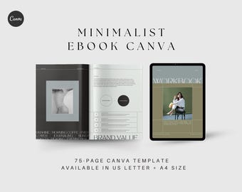 Minimalist eBook Template Canva, Editable Coaching Workbook Aesthetic, Course Creator Lead Magnet, Minimal Modern Marketing Digital Handbook