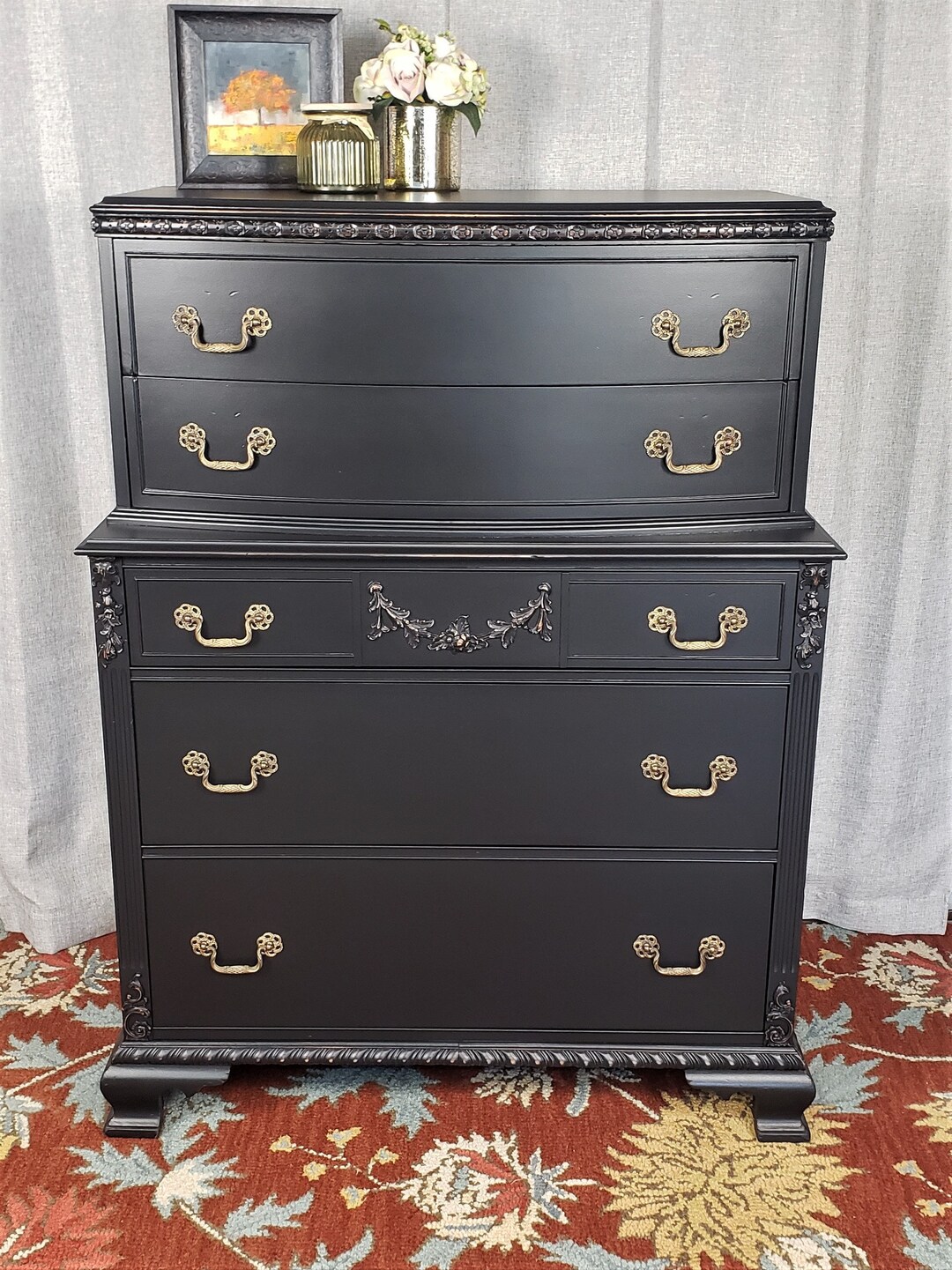 SOLD Dresser Vintage Tall Dresser Antique Black Etsy