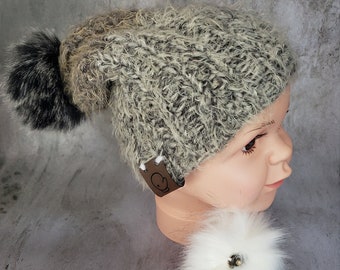 Infant Ski Hat with Interchangeable Pom Poms