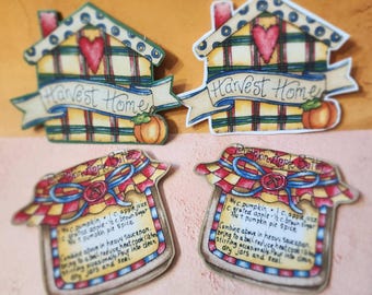 Imán de decoración campestre de otoño: Receta de mantequilla de manzana y calabaza (1 imán)