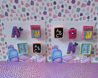 Back to School Magnets: ABC Board, Grades A+, 2+2 Flashcards, Lunch bag (4-5 Piece Set)