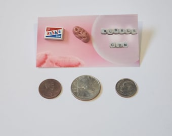 Pendientes de chicle, pendientes de botón de chicle, joyería de chicle falso, manualidades nostálgicas con monedas (1 juego)
