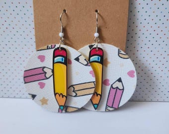 Pendientes de lápiz amarillo: regalo de agradecimiento para profesores, joyas coloridas