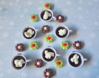 Juego de imanes de chocolate caliente: taza de chocolate en miniatura y pasteles