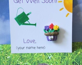 ¡Que te mejores pronto!: Personaliza / Imán con arreglo floral morado