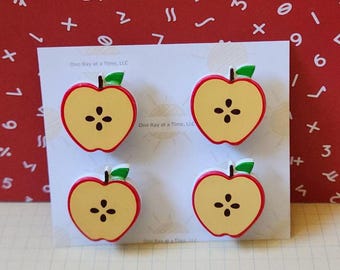 Set de imanes de manzana: regalo de agradecimiento para el profesor, manualidad redonda roja