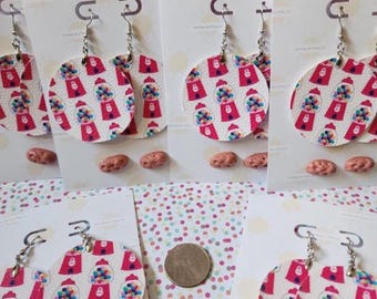 Pendientes de máquina de chicles: conjunto colgante y de botón