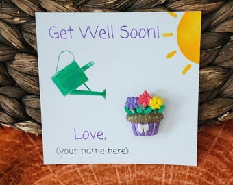 Get Well Soon!: Personalize / Purple Flower Arrangement Magnet