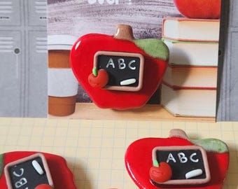 Imán de manzana para agradecer a los maestros, decoración de aula con fruta roja