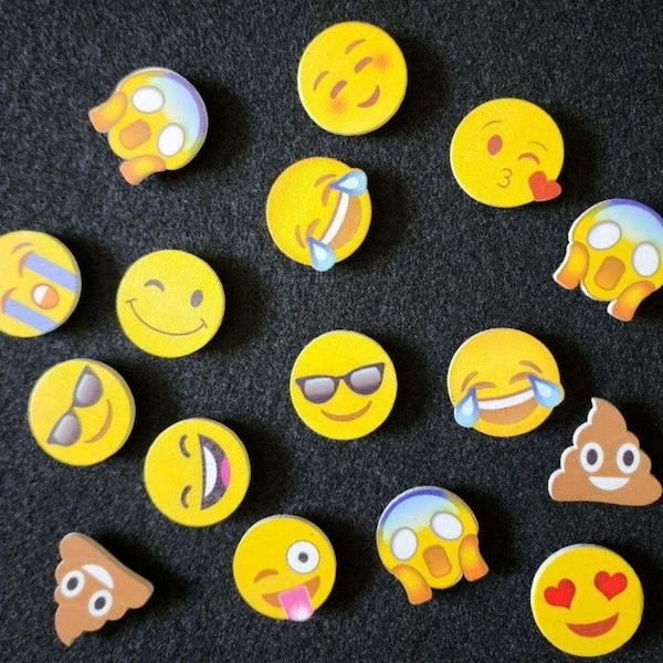 Emoji magnets, Funny magnets, Poop magnets, Smiling magnets, Silly magnets, Laughing magnets, Yellow magnets, Face magnets, (4-piece set)