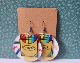 Pendientes de caja de crayones: regalo de agradecimiento para el maestro