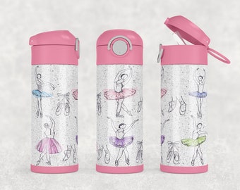 Dancing ballerina kids water bottle, kids sippy cup, toddler water bottle, personalized kids water bottle