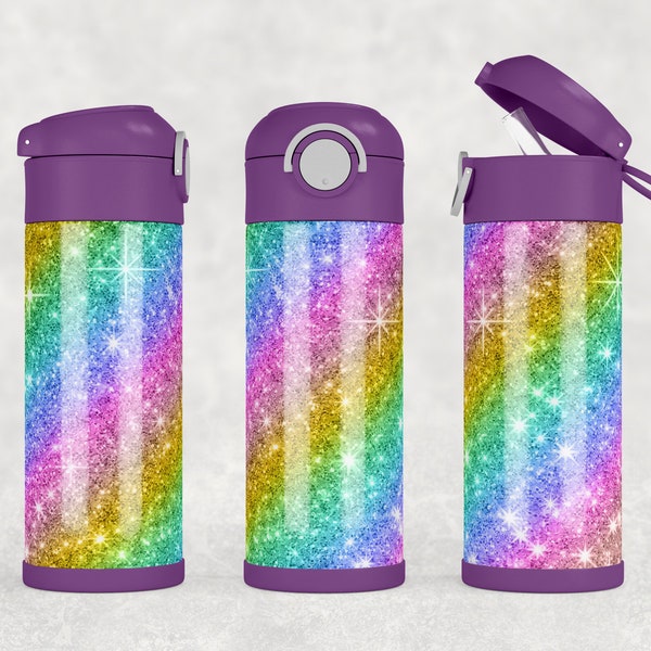 Rainbow sparkles kids water bottle, kids sippy cup, toddler water bottle, personalized kids water bottle